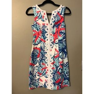 Lily Pulitzer dress. Blue, white and coral Size 00